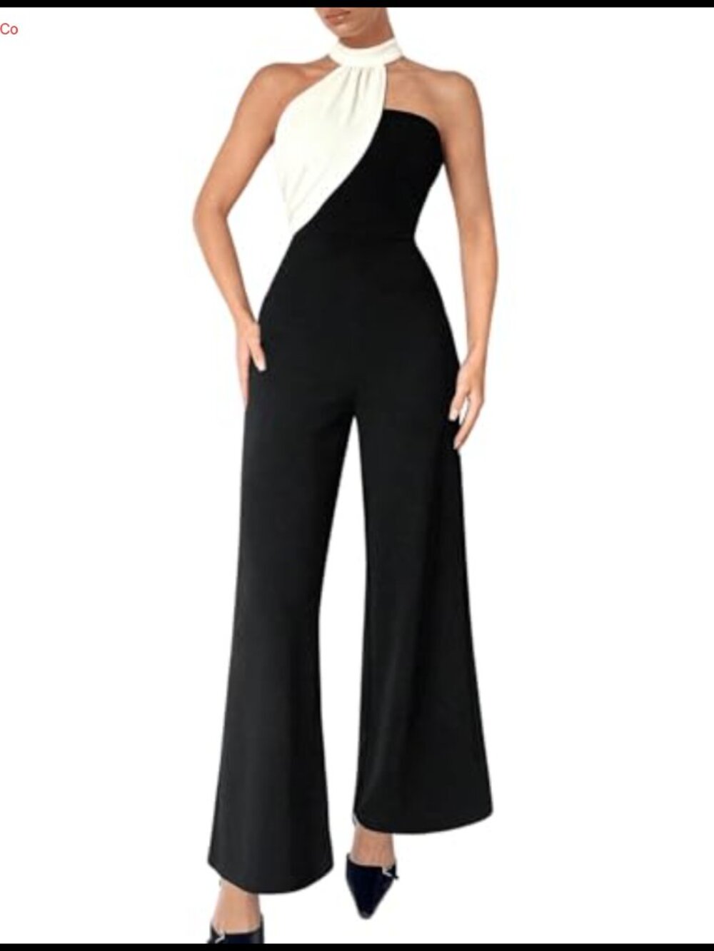 Sleeveless Halter Neck Jumpsuit Colorblock Business Summer
